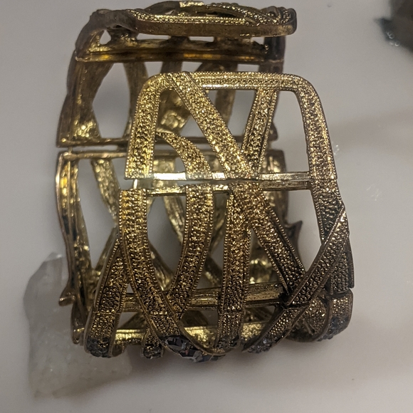 Lavender Jewel Encrusted Triple Hinge Cuff Bracelet - Picture 5 of 8